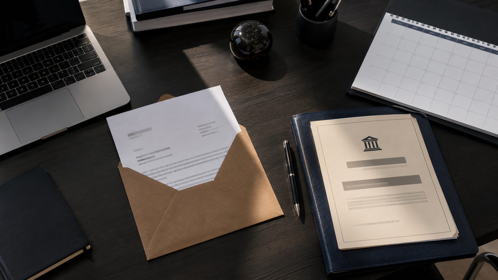 Documents et décision juridique sur un bureau